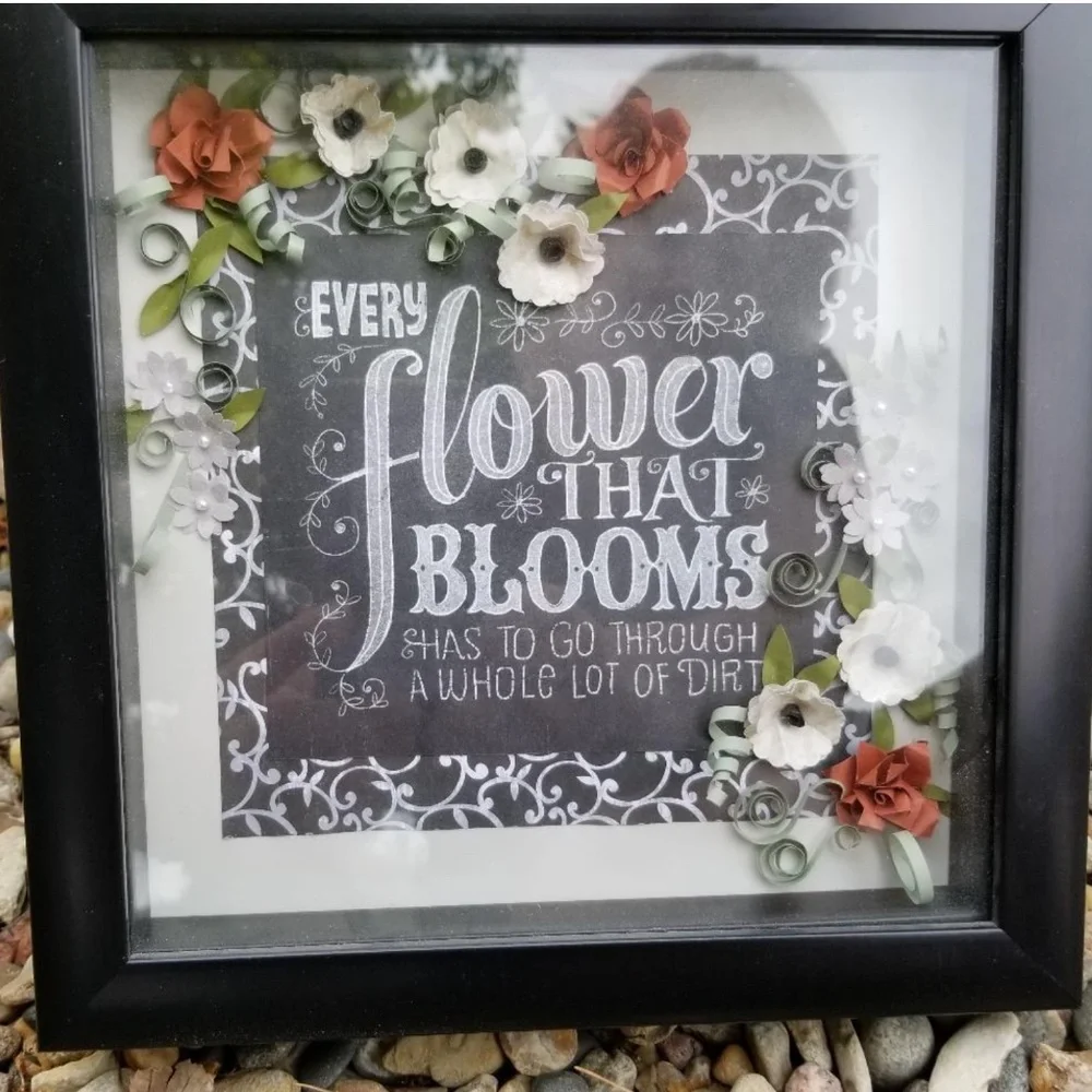 Hand made Paper art work in shadow box frame
